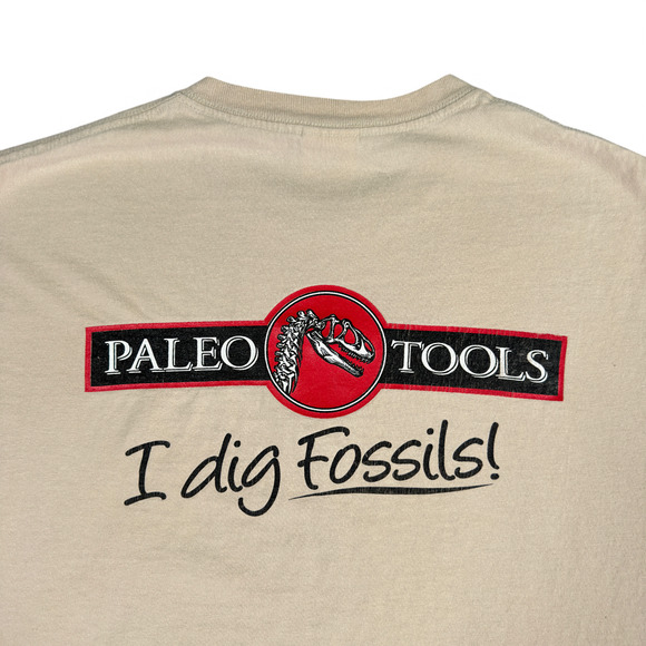Dinosaur Shirt Adult MEDIUM Brown Paleo Tools Dig Fossils Bones Museum Science - Picture 5 of 9